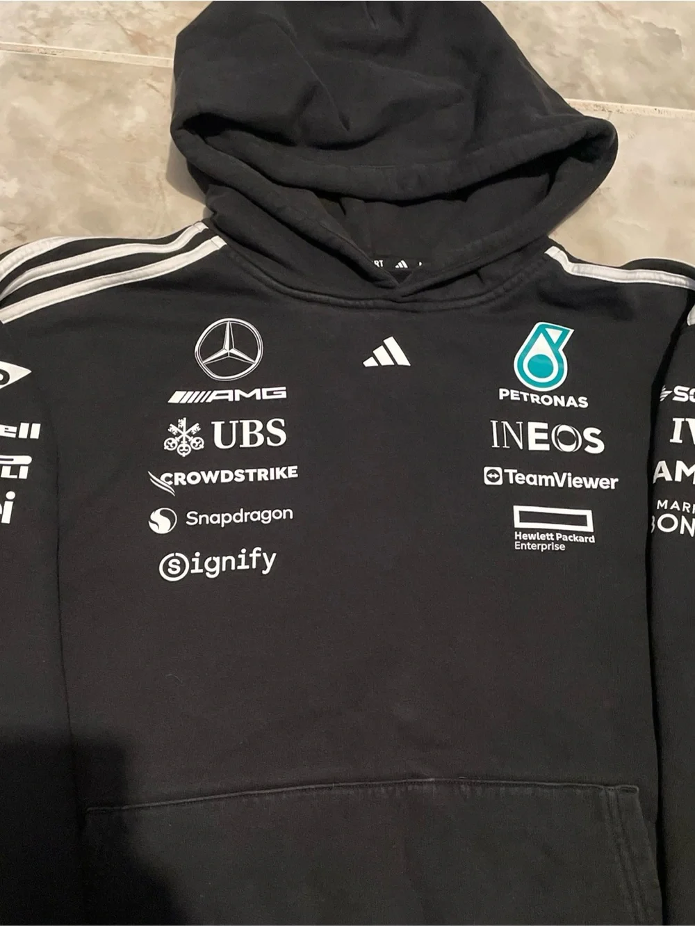 Mercedes AMG Petronas Hoodie Sweatshirt Mens XL F1 Formula One Adidas